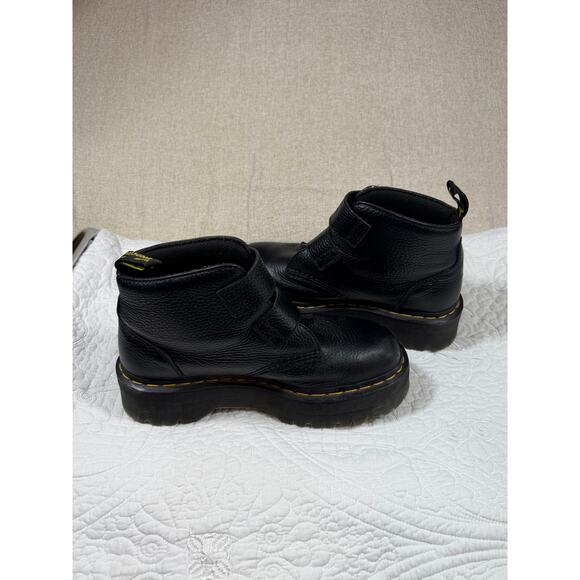Dr. Martens Women 9 Black Devon Heart Chunky Leather Platform Y2k Goth Boots - Picture 10 of 10